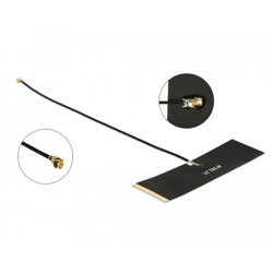 Antena 433 MHz 2 x męskie złącze I-PEX MHF I 0 dBi płytka drukowana 15 cm czarna samoprzylepna Delock 12539