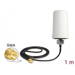 Antena SMA męska WLAN 802.11 ac/a/h/b/g/n 1,7 - 2,0 dBi ULA100 1 m nieruchoma zewnętrzna biała Delock 12545