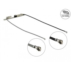 Antena WLAN podwójna 2 x męskie złącze I-PEX MHF 802.11 ac/a/h/b/g/n 1,12 - 3,18 dBi 1,13 36 cm wewnętrzna mocowanie na śruby lu