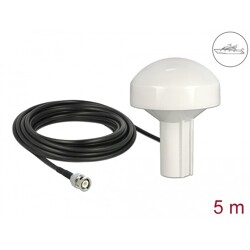 Antena radia morskiego GNSS GALILEO GPS QZSS 1575 MHz męska 28 dBi kierunkowa z podłączeniem przez kabel RG-58 U 5 m biały pokła