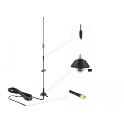 Antena LTE SMA wtyk 5 - 7 dBi 56,3 cm wszechkierunkowa stała z montażem i przewodem RG-58 3 m czarna Delock 12582