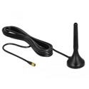 Antena SMA męska LTE 1 - 2 dBi nieruchoma dookólna z podstawą magnetyczną i przewodem RG-174 A/U 3 m czarna zewnętrzna Delock 12