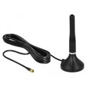 Antena SMA męska LTE 2 - 3 dBi 11 cm nieruchoma dookólna z podstawą magnetyczną i przewodem RG-174 A/U 3 m czarna zewnętrzna Del