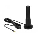 Antena SMA męska LTE 3 - 5 dBi 12 cm nieruchoma dookólna z podstawą magnetyczną i przewodem RG-174 A/U 3 m czarna zewnętrzna Del
