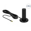 Antena SMA męska 5G LTE 0 - 3 dBi nieruchoma dookólna z podstawą magnetyczną i przewodem RF195 3 m czarna zewnętrzna Delock 1259