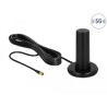 Antena SMA męska 5G LTE 0 - 3 dBi nieruchoma dookólna z podstawą magnetyczną i przewodem RF195 3 m czarna zewnętrzna Delock 1259
