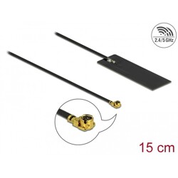 Antena WLAN 802.11 ac/ax/a/h/b/g/n męskie złącze I-PEX MHF I 2 - 4 dBi płytka drukowana PCB 15 cm wewnętrzna samoprzylepna Deloc