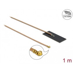 Antena WLAN 802.11 ac/ax/a/h/b/g/n męskie złącze I-PEX MHF I 0,5 - 1,2 dBi płytka drukowana PCB RG-178 1 m wewnętrzna samoprzyle