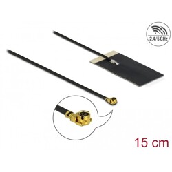 Antena WLAN 802.11 ac/ax/a/h/b/g/n męskie złącze I-PEX MHF I 2,7 - 3,0 dBi płytka drukowana FPC 1.13 15 cm wewnętrzna samoprzyle