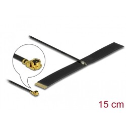 Antena LPWAN męskie złącze I-PEX MHF I -0,38 dBi płytka drukowana FPC 1.13 15 cm wewnętrzna samoprzylepna Delock 12614