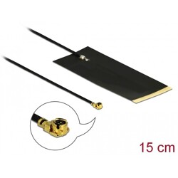 Antena LPWAN męskie złącze I-PEX MHF I -2,63 dBi płytka drukowana FPC 1.13 15 cm wewnętrzna samoprzylepna Delock 12615