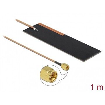 Antena LPWAN SMA wtyk 1 - 2 dBi 1 m RG-178 PCB wewnętrzna Delock 12620
