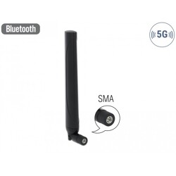 Antena SMA męska 5G LTE -0,5 - 2,3 dBi wielokierunkowa na przegubie czarna Delock 12633