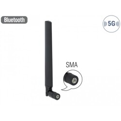 Antena SMA męska LoRa -3,3 - 1,3 dBi wielokierunkowa na przegubie czarna Delock 12634
