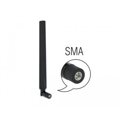 Antena SMA męska LTE 1,9 - 2,3 dBi wielokierunkowa na przegubie czarna Delock 12635