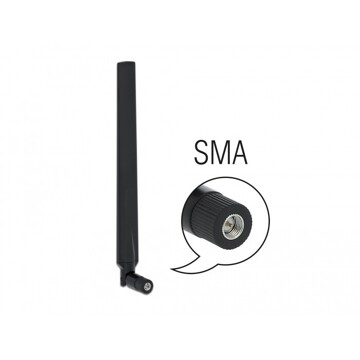 Antena SMA męska LTE 1,9 - 2,3 dBi wielokierunkowa na przegubie czarna Delock 12635