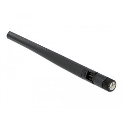 Antena WLAN 802.11 a/ax/a/b/g/n RP-SMA męska 5 dBi 20 cm dowolny kierunek uchylne złącze gumowana powierzchnia czarna Delock 126