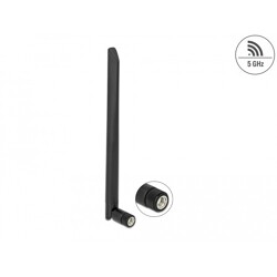 Antena WLAN 802.11 ac/ax/a RP-SMA męska 5 dBi 20 cm wielokierunkowa zamocowanie z możliwością przechyłu z elastycznego materiału