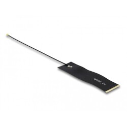 Antena LoRa 863 - 928 MHz 2 x męskie złącze I-PEX MHF 4 1,68 dBi płytka drukowana 15 cm 1,13 FPC czarna samoprzylepna Delock 126 Antena LoRa 863 - 928 MHz 2 x męskie złącze I-PEX MHF 4 1,68 dBi płytka drukowana 15 cm 1,13 FPC czarna samoprzylepna Delock 126