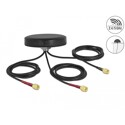 Antena dwupasmowa LTE MIMO WLAN 802.11 ac/ax/a/h/b/g/n 3 x SMA męski RG-174 1 m montaż na śruby polowa czarna Delock 12676