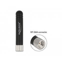 Antena RP-SMA męska 1,7 - 3,7 dBi WLAN 802.11 b/g/n wielokierunkowa elastyczna czarna Delock 12714