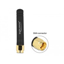Antena LPWAN 868 MHz SMA męska wielokierunkowa 1,6 dBi nieruchoma czarna Delock 12715