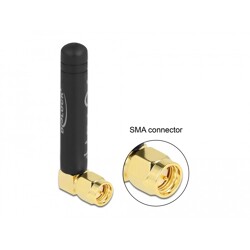 Antena LPWAN 868 MHz SMA męska wielokierunkowa 90° 1,6 dBi nieruchoma czarna Delock 12716
