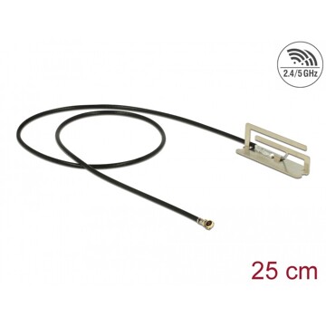 Antena WLAN 802.11 ac/ax/a/h/b/g/n MHF 4L wtyk 1,6 dBi 25 cm PIFA wewnętrzna Delock 86217