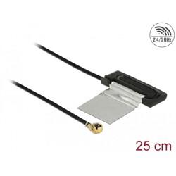 Antena WLAN 802.11 ac/a/h/b/g/n męskie złącze I-PEX MHF I 1,5 - 2,0 dBi 1.13 płytka drukowana CCD 25 cm wewnętrzna Delock 86270