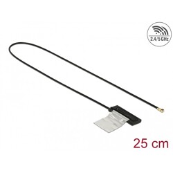 Antena WLAN WiFi 6 Dual Band męskie złącze I-PEX MHF 4L 1 dBi płytka drukowana CCD 25 cm wewnętrzna Delock 86286
