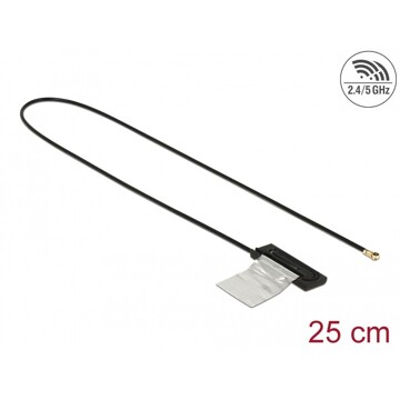 Antena WLAN WiFi 6 Dual Band męskie złącze I-PEX MHF 4L 1 dBi płytka drukowana CCD 25 cm wewnętrzna Delock 86286
