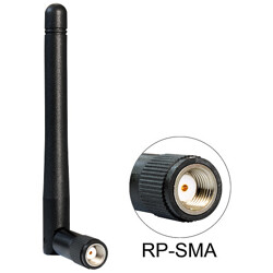 Antena RP-SMA męska WLAN 802.11 b/g/n wielokierunkowa 2 dBi ze złączem pochylania czarna Delock 88339