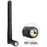 Antena RP-SMA męska WLAN 802.11 b/g/n wielokierunkowa 2 dBi ze złączem pochylania czarna Delock 88339