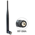 Antena RP-SMA męska WLAN 802.11 b/g/n dookólna 5 dBi ze złączem pochylania czarna Delock 88396