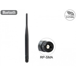 Antena WLAN RP-SMA 802.11 ac/a/h/b/g/n 2 dBi wszechkierunkowa czarna zewnętrzna Delock 88397