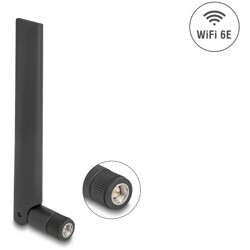 Antena SMA męska WiFi 6E 3 dBi wielokierunkowa na przegubie czarna Delock 88399