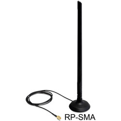 Antena WLAN RP-SMA 802.11 b/g/n 6,5 dBi wszechkierunkowa z podstawą czarna Delock 88410