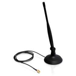 Antena WLAN RP-SMA 802.11 b/g/n 4 dBi wszechkierunkowa na przegubie z podstawą czarna Delock 88413