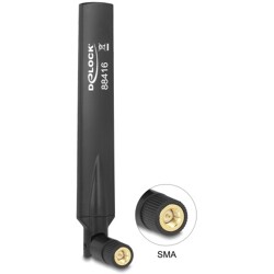 Antena SMA męska GSM / UMTS dookólna 1,0 - 3,5 dBi ze złączem pochylania czarna Delock 88416