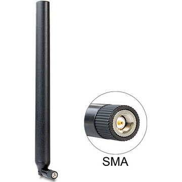 Antena SMA męska LTE dookólna 0,1 - 4,5 dBi ze złączem pochylania czarna Delock 88436