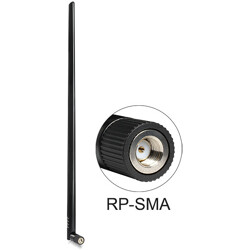 Antena RP-SMA męska WLAN 802.11 b/g/n wielokierunkowa 9 dBi ze złączem pochylania czarna Delock 88450