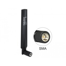 Antena SMA męska LTE dookólna 1 - 4 dBi ze złączem pochylania czarna Delock 88451