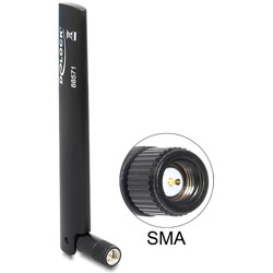 Antena LTE SMA -0,8 - 3,0 dBi wszechkierunkowa z przegubem czarna Delock 88571