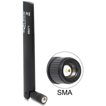Antena LTE SMA -0,8 - 3,0 dBi wszechkierunkowa z przegubem czarna Delock 88571