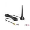 Antena GSM UMTS Sixband SMA 0 dBi wszechkierunkowa stała czarna z podstawą 3 m Delock 88690