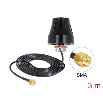 Antena LTE SMA Band 1/3/7/20 3 m RG-174 2 dBi wszechkierunkowa zewnętrzna Delock 88749
