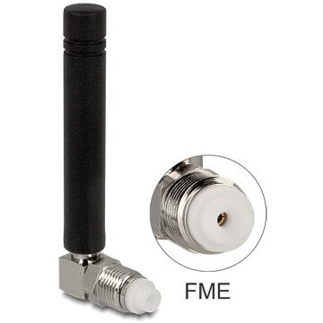 Antena GSM Quadband FME 2 dBi wszechkierunkowa 90° stała czarna Delock 88767