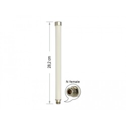 Antena N żeńska WLAN 802.11 ac/a/h/b/g/n wielokierunkowa 6 - 8 dBi 28 cm nieruchoma zewnętrzna biała Delock 88821