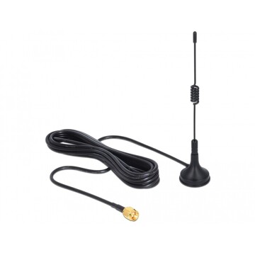 Antena ISM 433 MHz SMA 3 dBi wszechkierunkowa z podstawą czarna Delock 88877