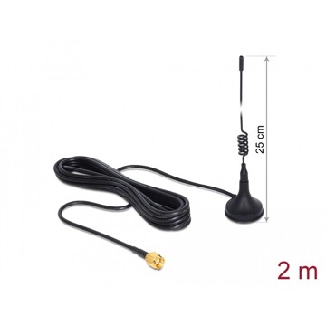 Antena GSM UMTS SMA 3 dBi wszechkierunkowa z podstawą 2 m czarna Delock 88879
